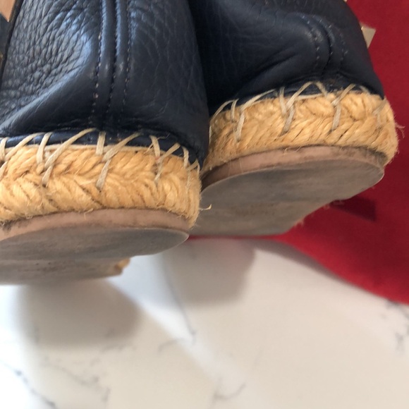 VALENTINO  GARAVANI Navy Blue Leather Rockstud Ankle Strap Espadrilles SZ 35 - Picture 8 of 16
